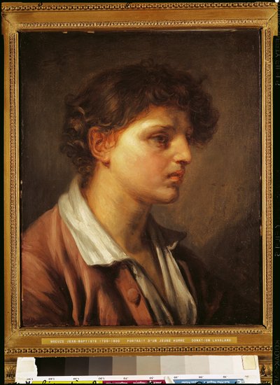 Portret van een jonge man door Jean Baptiste Greuze